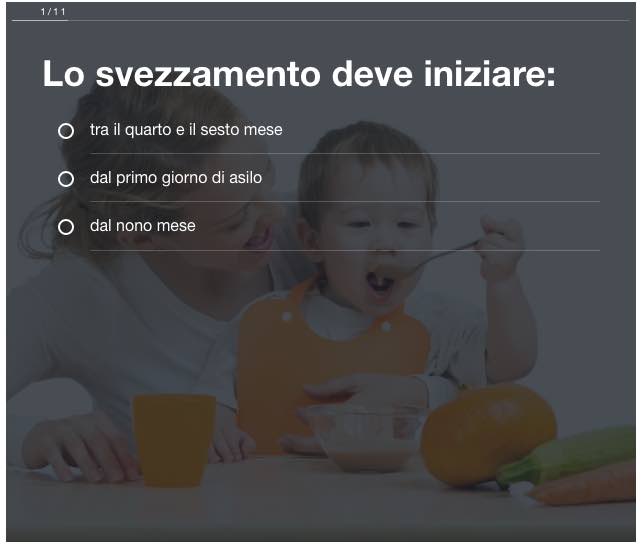 Test svezzamento inizio