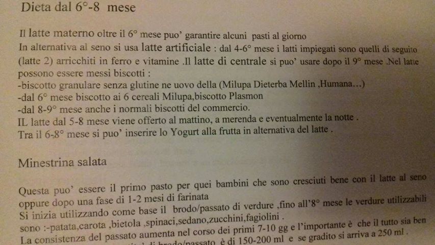 Ricetta svezzamento pediatra tradizionale