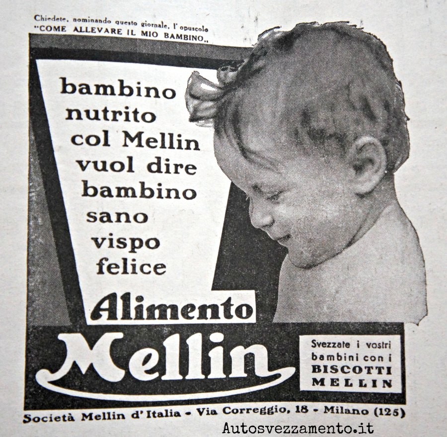 pubblicità, baby food, mellin, anni 30