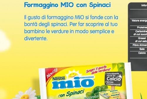 Formaggino mio spinaci reclamo garante